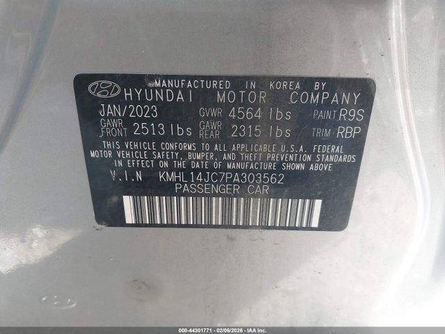 44301771 :رقم المزاد ، KMHL14JC7PA303562 vin ، 2023 Hyundai Sonata N Line مزاد بيع