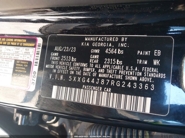 5XXG44J87RG243363 KIA K5 Gt