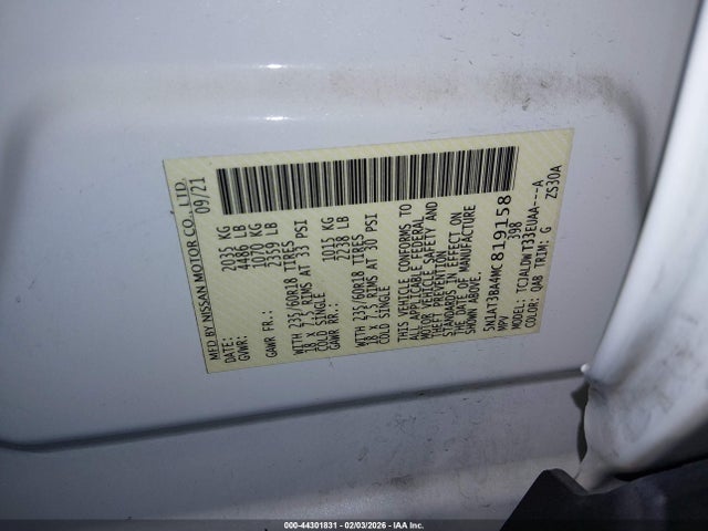 5N1AT3BA4MC819158 Nissan Rogue Sv Fwd