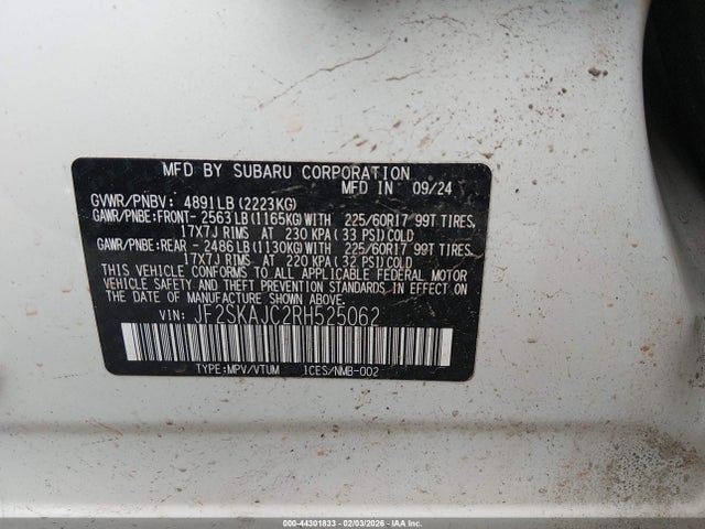 Продажа на аукционе авто 2024 Subaru Forester Wilderness, vin: JF2SKAJC2RH525062, номер лота: 44301833