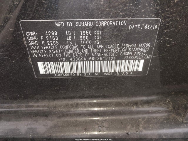 4S3GKAJ66K3618104 Subaru Impreza 2.0i Sport