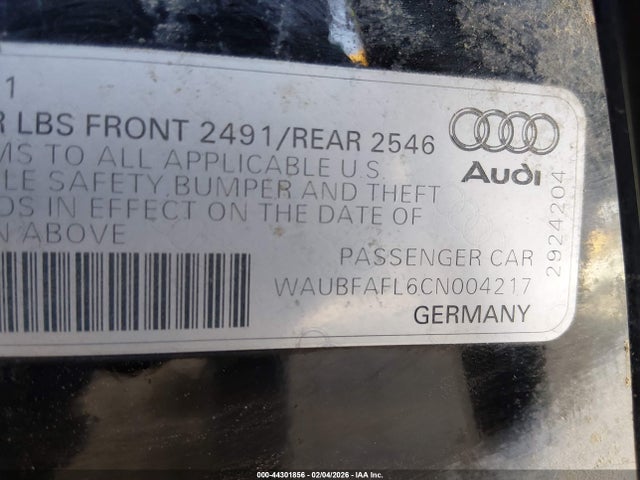 2012 AUDI A4 WAUBFAFL6CN004217 Photo 8