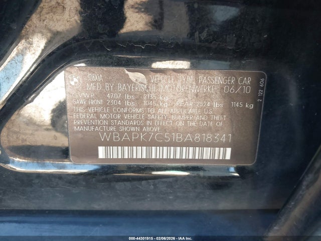 Aukcja sprzedaży 2011 Bmw 328i Xdrive, vin: WBAPK7C51BA818341, numer aukcji: 44301915