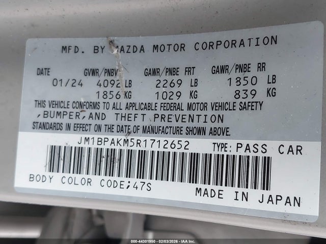 2024 MAZDA MAZDA3 JM1BPAKM5R1712652 Photo 8