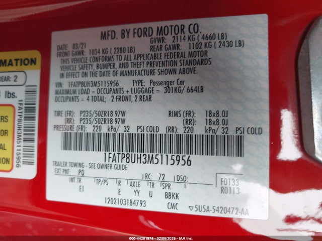 Ford Mustang Ecoboost Premium 2021 1FATP8UH3M5115956 Image 9