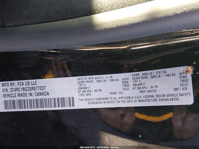 2C4RC1BG2SR577037 Chrysler Pacifica Select