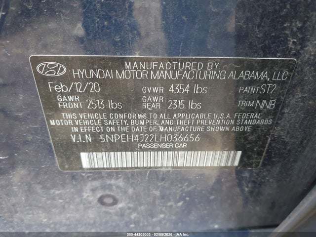 Hyundai Sonata Limited 2020 5NPEH4J22LH036656 Image 9