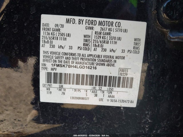 2020 FORD EXPLORER 1FMSK7BH4LGD16216 Photo 8