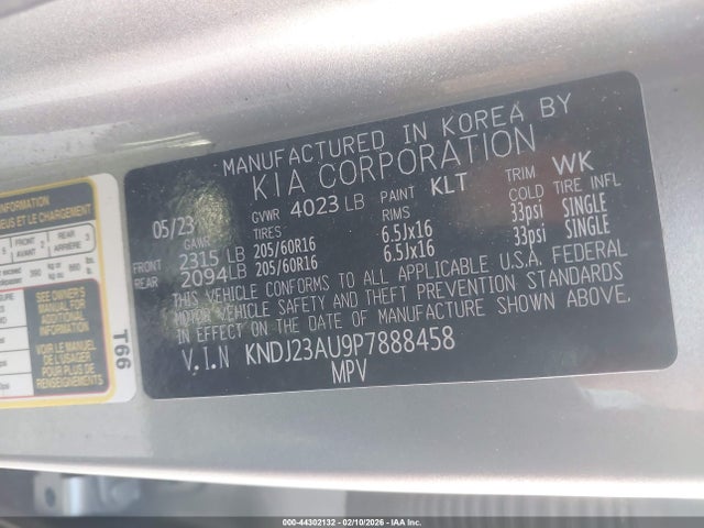 Aukcja sprzedaży 2023 Kia Soul Lx, vin: KNDJ23AU9P7888458, numer aukcji: 44302132