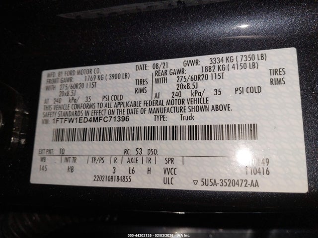 2021 FORD F-150 1FTFW1ED4MFC71396 Photo 8