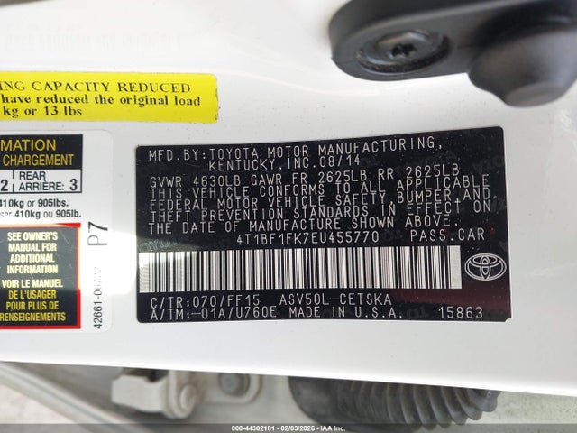 4T1BF1FK7EU455770 Toyota CAMRY SE