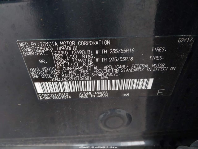 JTMDJREV3HD106681 Toyota Rav4 Hybrid Limited