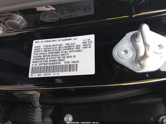 Honda Ridgeline Awd Sport 2020 5FPYK3F15LB029733 Image 9