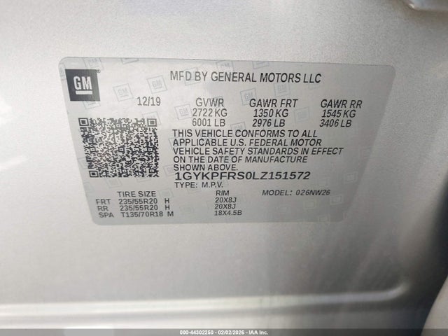 Продаж на аукціоні авто 2020 Cadillac Xt6 Awd Premium Luxury, vin: 1GYKPFRS0LZ151572, номер лоту: 44302250