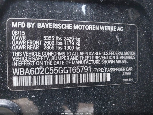 2016 BMW 640I GRAN COUPE WBA6D2C55GGT65791 Photo 8