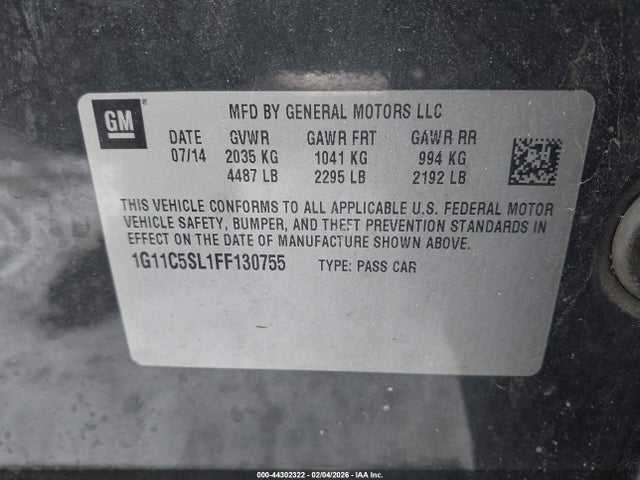 2015 CHEVROLET MALIBU 1G11C5SL1FF130755 Photo 8