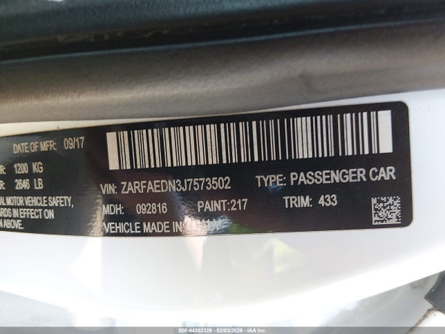 2018 ALFA ROMEO GIULIA ZARFAEDN3J7573502 Photo 8