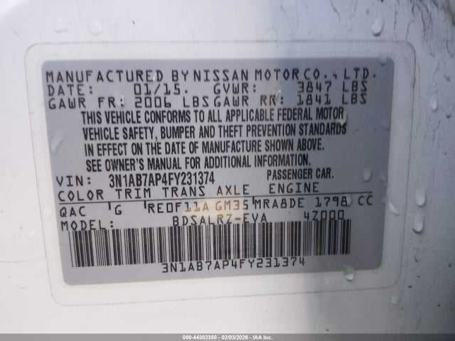 3N1AB7AP4FY231374 Nissan SENTRA SR