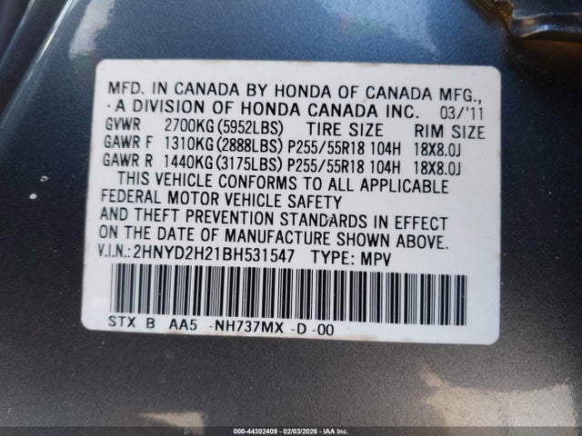 2011 ACURA MDX 2HNYD2H21BH531547 Photo 8