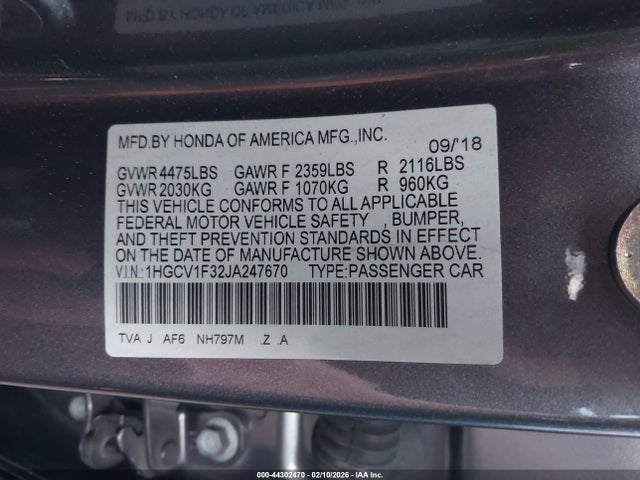 1HGCV1F32JA247670 Honda Accord Sport