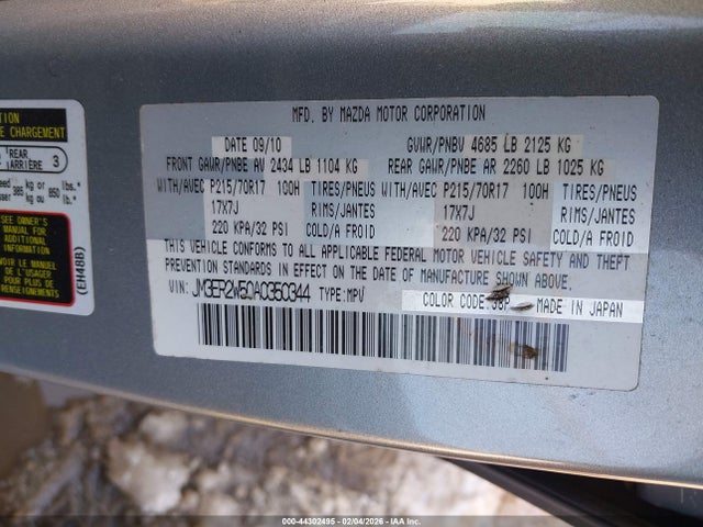 Auction sale of the 2010 Mazda Cx-7 I Sport, vin: JM3ER2W50A0350344, lot number: 44302495