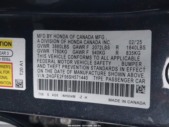 Honda Civic Sport 2025 2HGFE2F56SH571440 Image 9