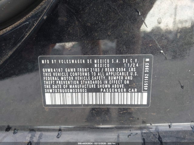 Продаж на аукціоні авто 2025 Volkswagen Jetta 1.5t Se, vin: 3VW7X7BU0SM035802, номер лоту: 44302624