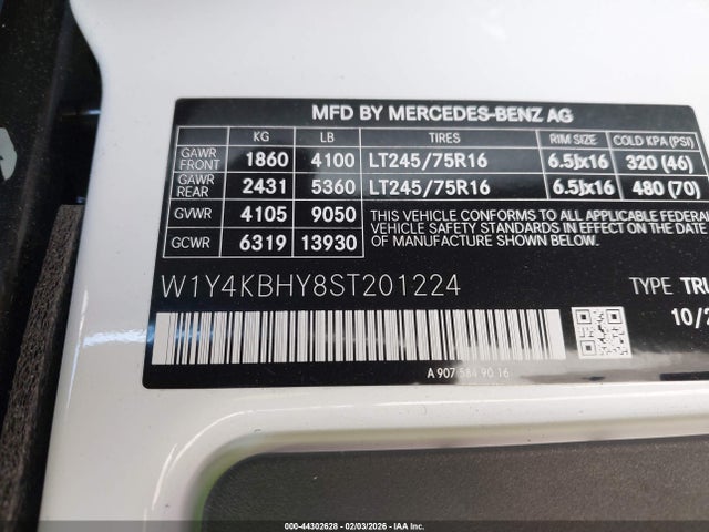 W1Y4KBHY8ST201224 Mercedes-Benz Sprinter 2500 Standard Roof 4-cyl Diesel
