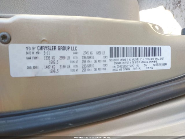 44302722 :رقم المزاد ، 2C4RC1BG5CR158357 vin ، 2012 Chrysler Town & Country Touring مزاد بيع