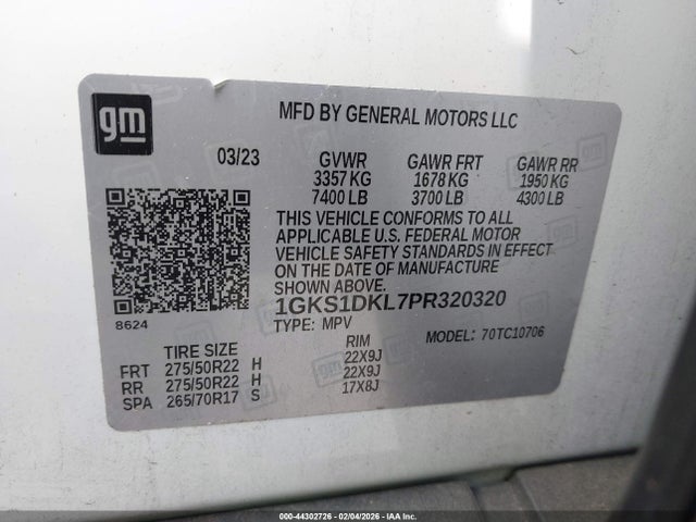 1GKS1DKL7PR320320 GMC YUKON DENALI