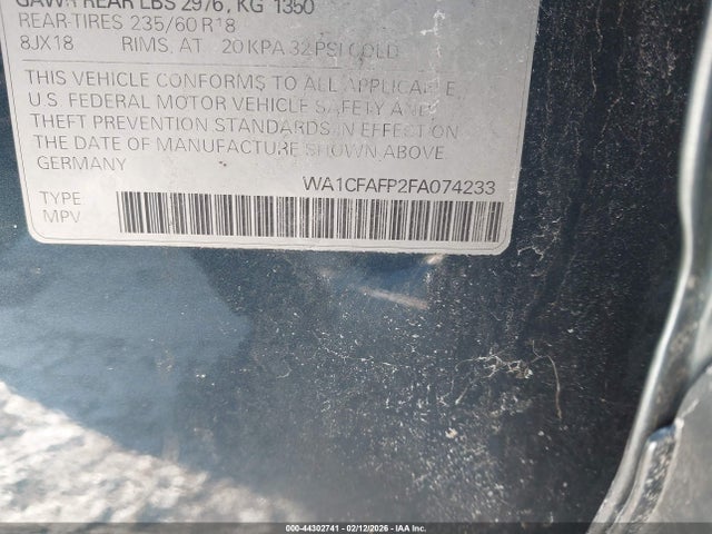 Продажа на аукционе авто 2015 Audi Q5 2.0t Premium, vin: WA1CFAFP2FA074233, номер лота: 44302741