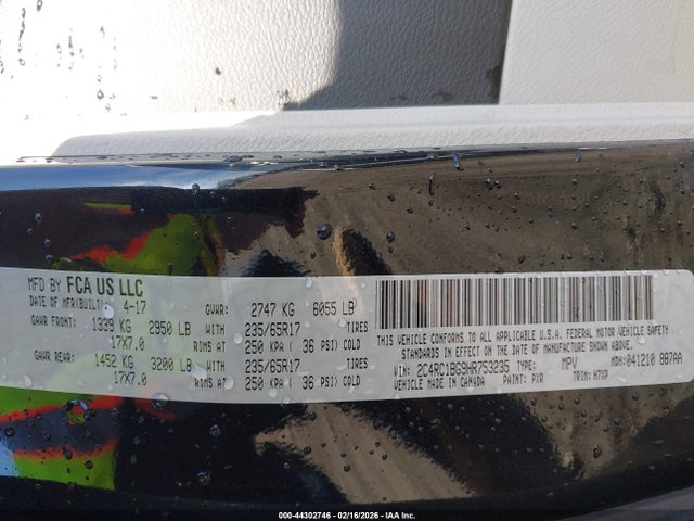 Aukcja sprzedaży 2017 Chrysler Pacifica Touring Plus, vin: 2C4RC1BG9HR753235, numer aukcji: 44302746