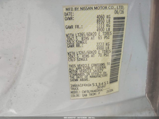 1N6BA1F4XGN513451 Nissan Titan Xd Platinum Reserve Diesel