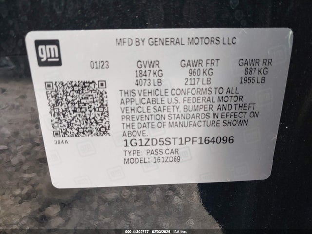 1G1ZD5ST1PF164096 Chevrolet Malibu Fwd 1lt
