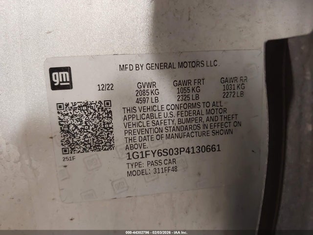 1G1FY6S03P4130661 Chevrolet Bolt Euv Fwd Lt