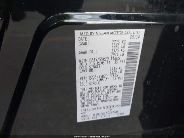 Продаж на аукціоні авто 2015 Infiniti Qx60, vin: 5N1AL0MM3FC500939, номер лоту: 44302797