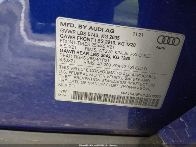 2022 AUDI SQ5 WA1B4AFY8N2039537 Photo 8