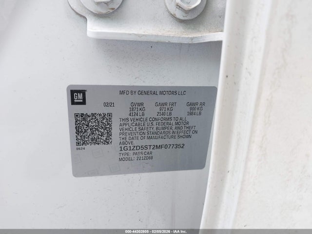 2021 CHEVROLET MALIBU 1G1ZD5ST2MF077352 Photo 8