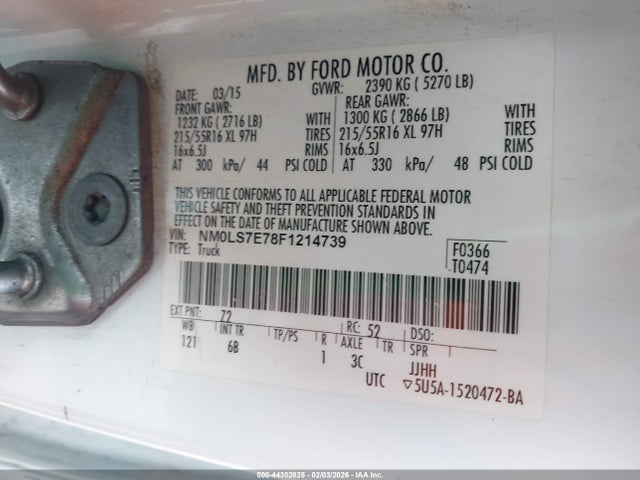 NM0LS7E78F1214739 Ford Transit Connect Xl