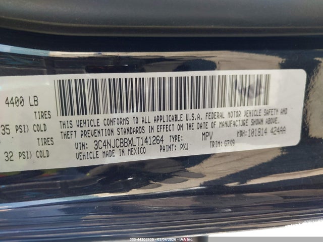 3C4NJCBBXLT141264 Jeep Compass Latitude Fwd