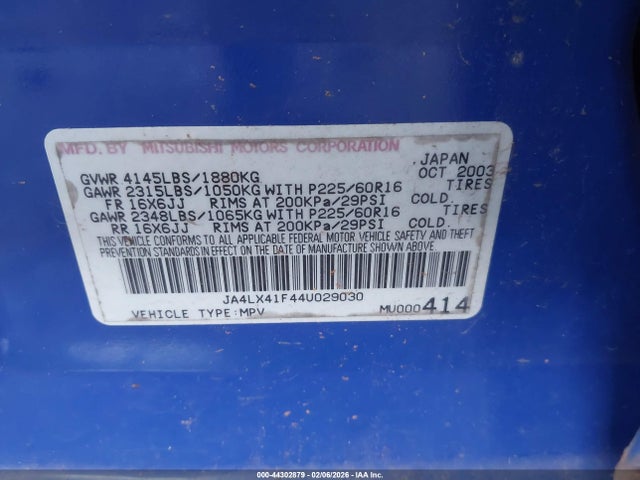 2004 MITSUBISHI OUTLANDER JA4LX41F44U029030 Photo 8