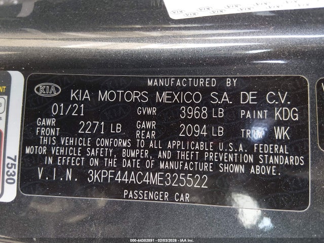 KIA FORTE GT 2021 3KPF44AC4ME325522 Image 9