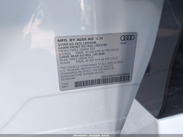 2025 AUDI Q6 E-TRON WA124BGF0SA026088 Photo 8