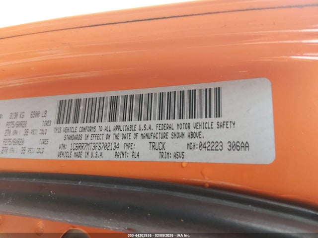 Продажа на аукционе авто 2015 Ram 1500 Sport, vin: 1C6RR7MT3FS702134, номер лота: 44302936