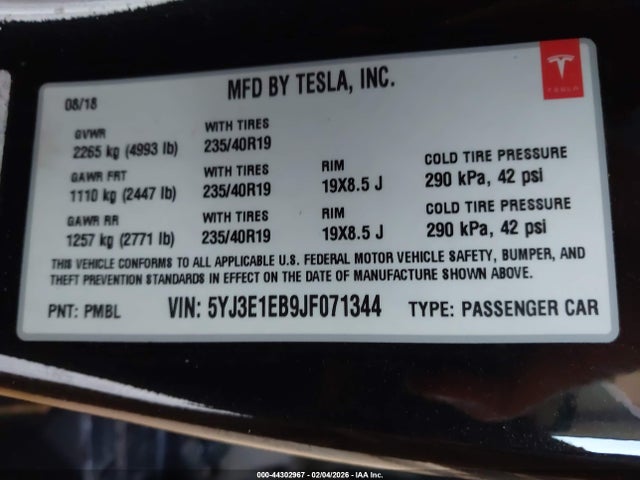 2018 TESLA MODEL 3 5YJ3E1EB9JF071344 Photo 8