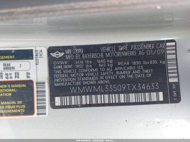 2009 MINI COOPER CLUBMAN WMWML33509TX34633 Photo 8