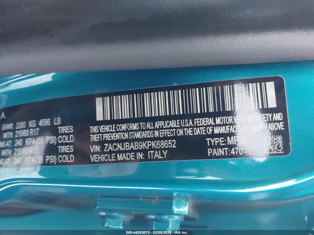 Продаж на аукціоні авто 2019 Jeep Renegade Upland 4x4, vin: ZACNJBAB9KPK68652, номер лоту: 44303075