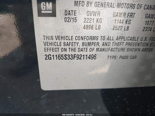 2015 CHEVROLET IMPALA 2G1165S33F9211496 Photo 8