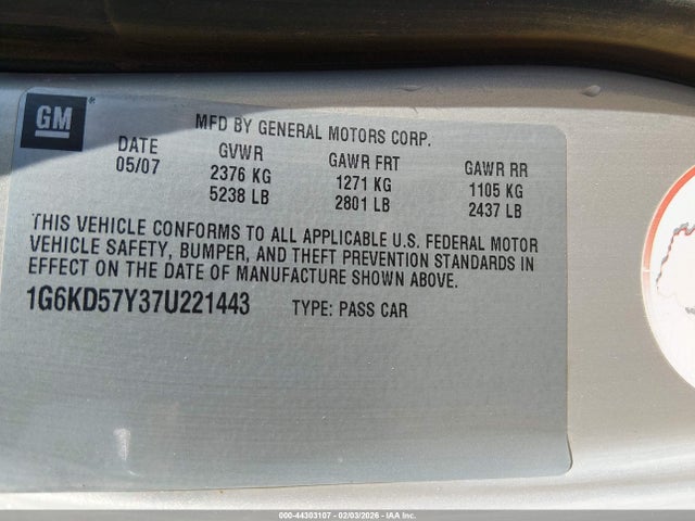 2007 CADILLAC DTS 1G6KD57Y37U221443 Photo 8