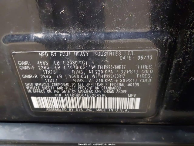 Продаж на аукціоні авто 2014 Subaru Outback 2.5i Premium, vin: 4S4BRBDC4E3204266, номер лоту: 44303131